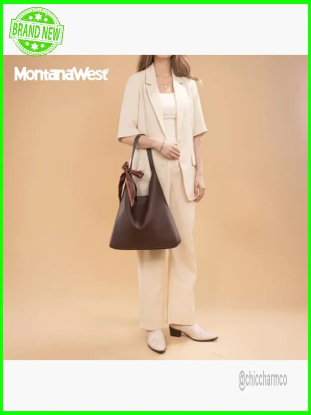 Slouchy Hobo Shoulder Bag Medium Vegan Leather with Scarf